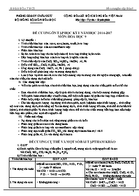 Đề cương ôn tập học kỳ I năm học 2016 - 2017 môn Hóa học 9